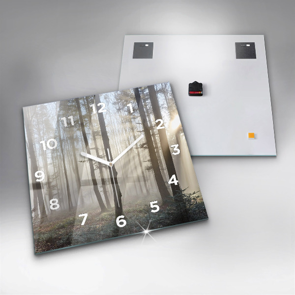 Orologio quadrato in vetro Foresta nella nebbia
