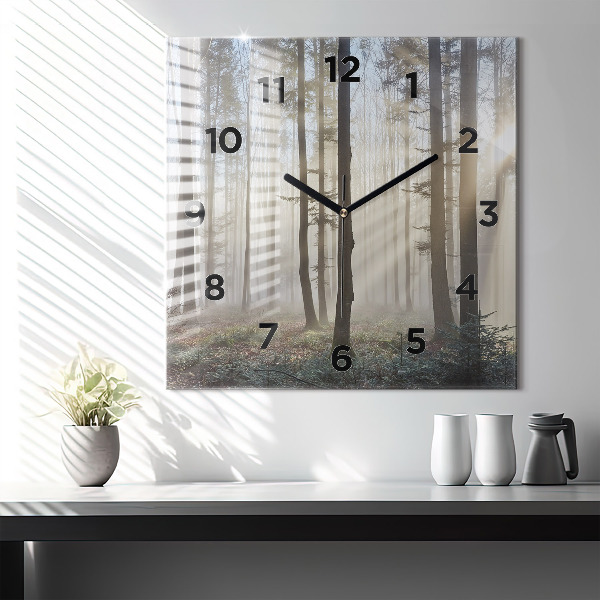 Orologio quadrato in vetro Foresta nella nebbia