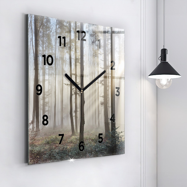Orologio quadrato in vetro Foresta nella nebbia