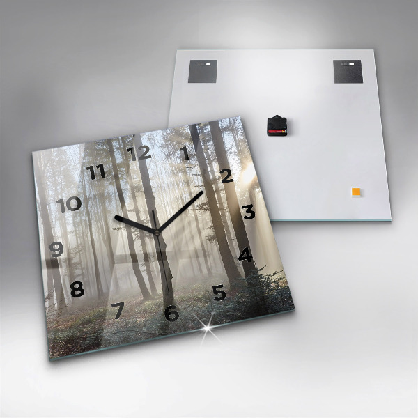Orologio quadrato in vetro Foresta nella nebbia