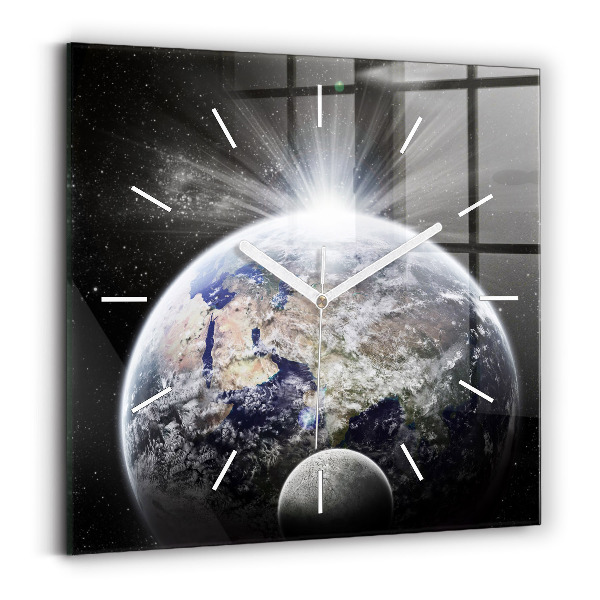 Orologio quadrato Terra Luna Sole