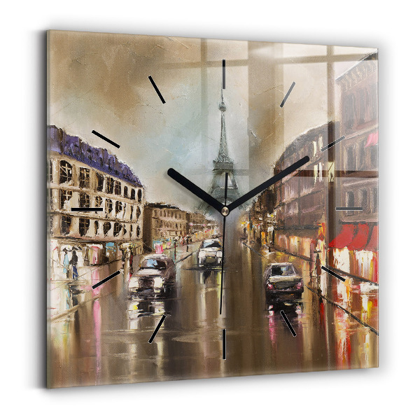Orologio quadrato in vetro Architettura della città di Parigi