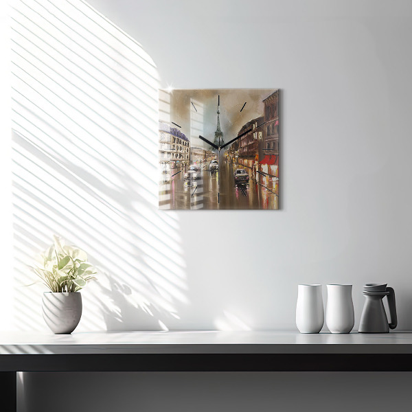 Orologio quadrato in vetro Architettura della città di Parigi