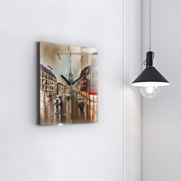 Orologio quadrato in vetro Architettura della città di Parigi