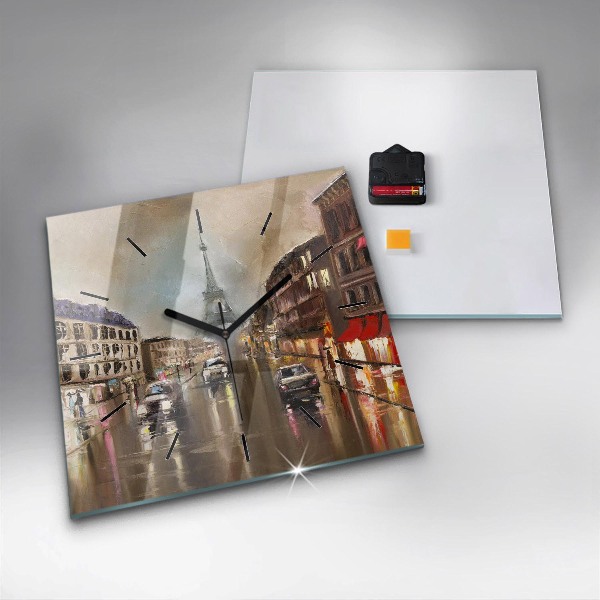 Orologio quadrato in vetro Architettura della città di Parigi