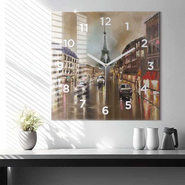 Orologio quadrato in vetro Architettura della città di Parigi