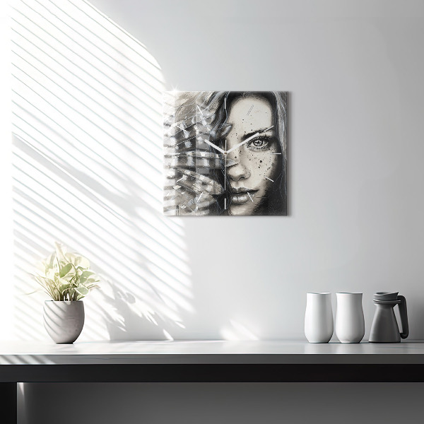 Orologio quadrato in vetro Ritratto dipinto