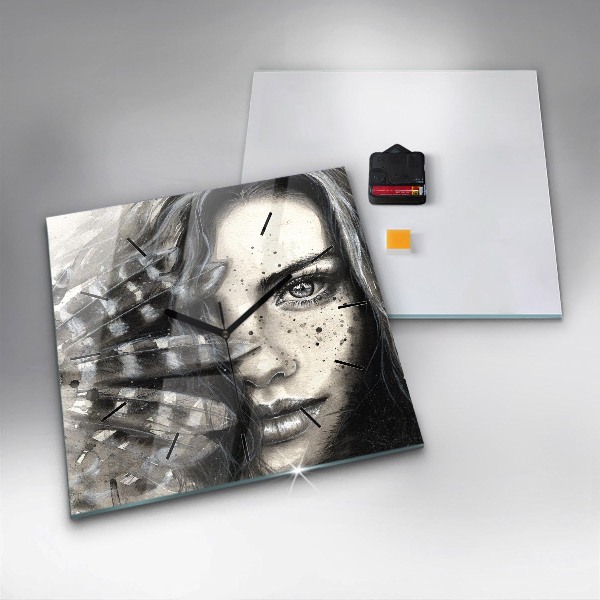 Orologio quadrato in vetro Ritratto dipinto