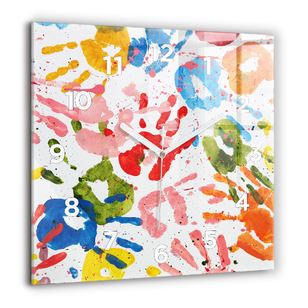 Orologio quadrato in vetro Impronte di mani di bambini