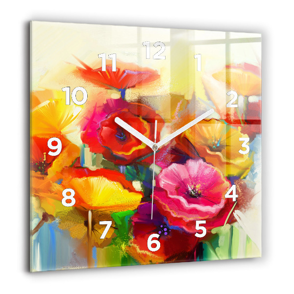 Orologio quadrato in vetro Papaveri colorati