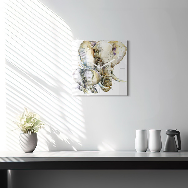 Orologio quadrato in vetro Animali dipinti elefanti