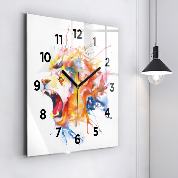 Orologio quadrato in vetro Leone - acquerello