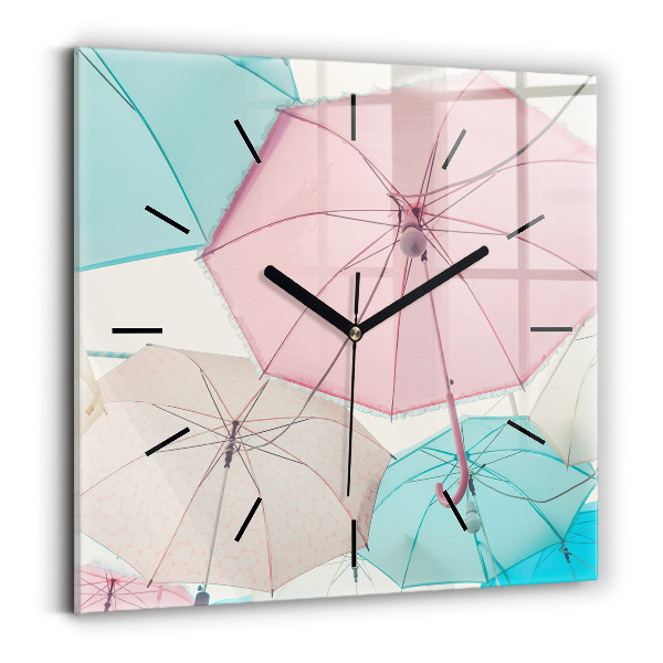 Orologio quadrato in vetro Ombrelli pastello