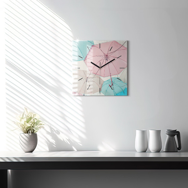Orologio quadrato in vetro Ombrelli pastello