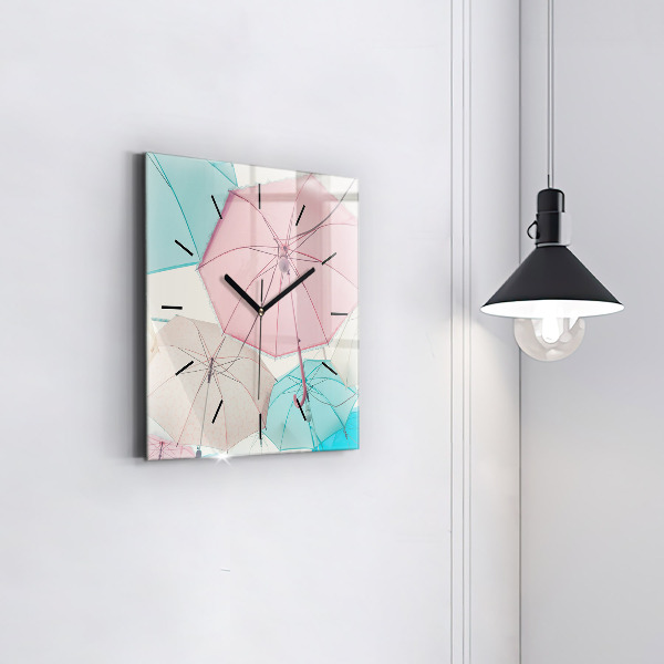 Orologio quadrato in vetro Ombrelli pastello