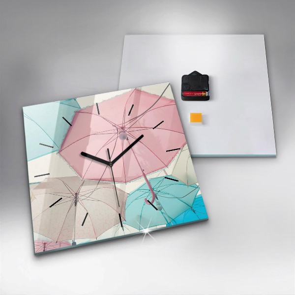 Orologio quadrato in vetro Ombrelli pastello