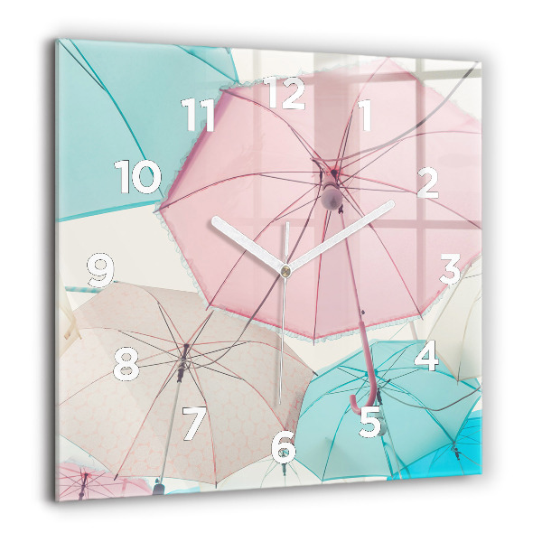 Orologio quadrato in vetro Ombrelli pastello