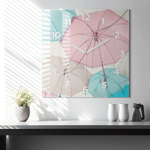 Orologio quadrato in vetro Ombrelli pastello