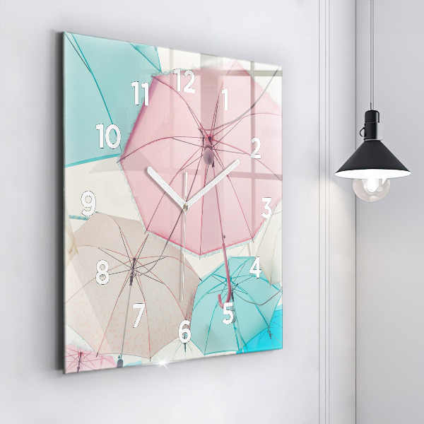 Orologio quadrato in vetro Ombrelli pastello