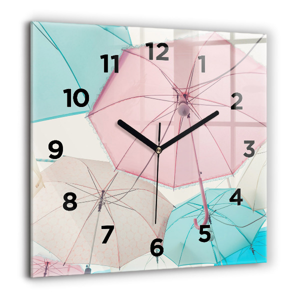 Orologio quadrato in vetro Ombrelli pastello