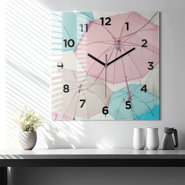 Orologio quadrato in vetro Ombrelli pastello