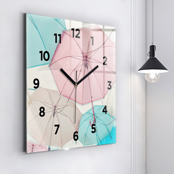 Orologio quadrato in vetro Ombrelli pastello