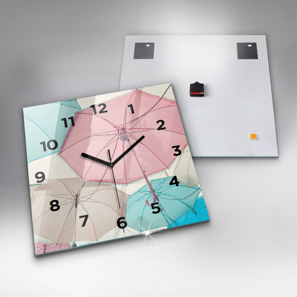 Orologio quadrato in vetro Ombrelli pastello
