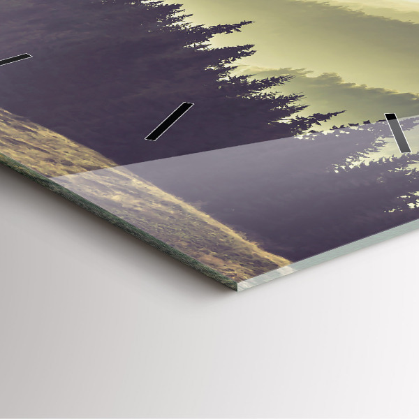 Orologio quadrato in vetro Pendii montuosi nebbiosi