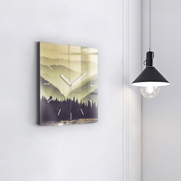 Orologio quadrato in vetro Pendii montuosi nebbiosi