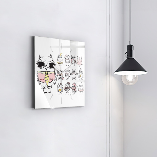 Orologio quadrato Poster gufo d'epoca
