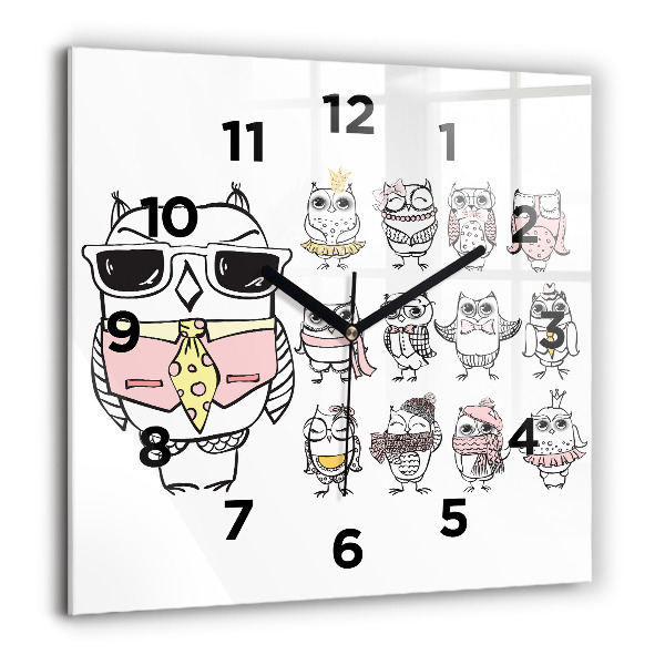 Orologio quadrato Poster gufo d'epoca