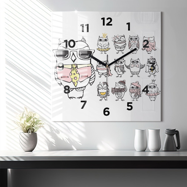 Orologio quadrato Poster gufo d'epoca