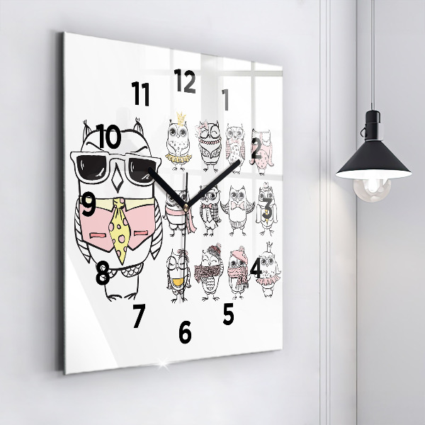 Orologio quadrato Poster gufo d'epoca