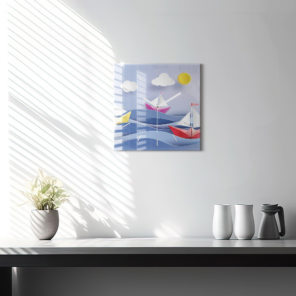 Orologio quadrato Barche a vela colorate origami