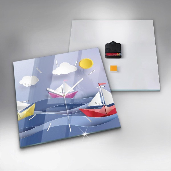 Orologio quadrato Barche a vela colorate origami