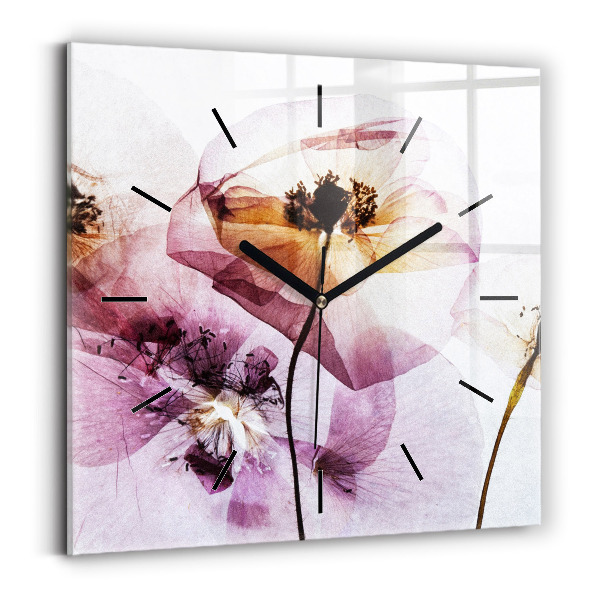Orologio quadrato Fiori di papavero secchi