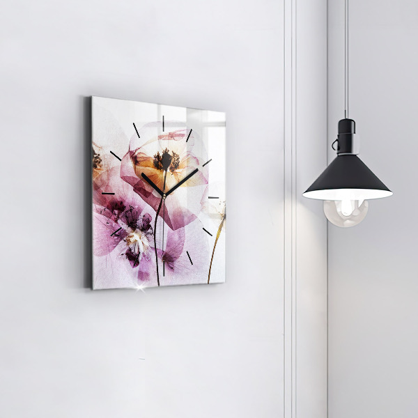 Orologio quadrato Fiori di papavero secchi