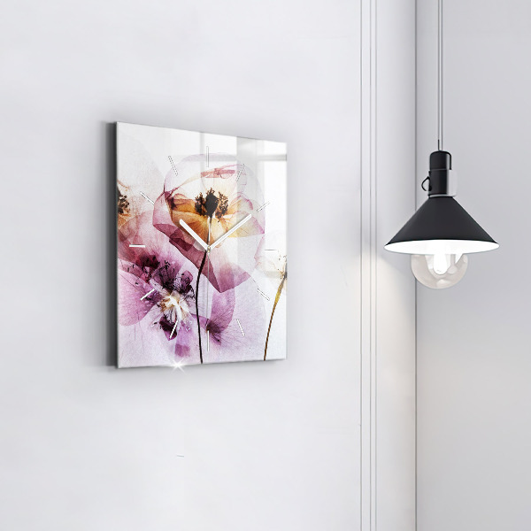 Orologio quadrato Fiori di papavero secchi