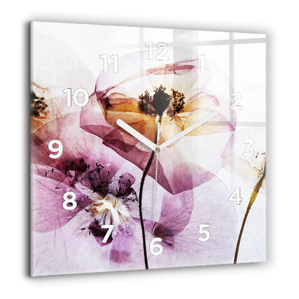 Orologio quadrato Fiori di papavero secchi