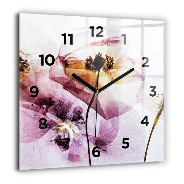 Orologio quadrato Fiori di papavero secchi