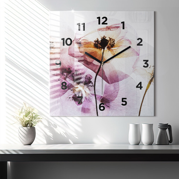 Orologio quadrato Fiori di papavero secchi