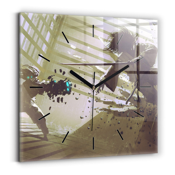 Orologio quadrato Combattimento tra robot e samurai