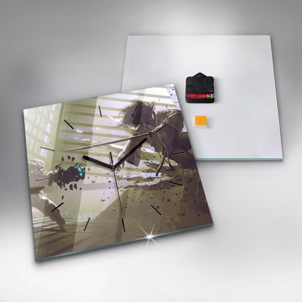 Orologio quadrato Combattimento tra robot e samurai