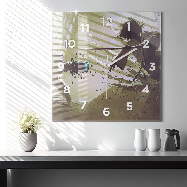 Orologio quadrato Combattimento tra robot e samurai