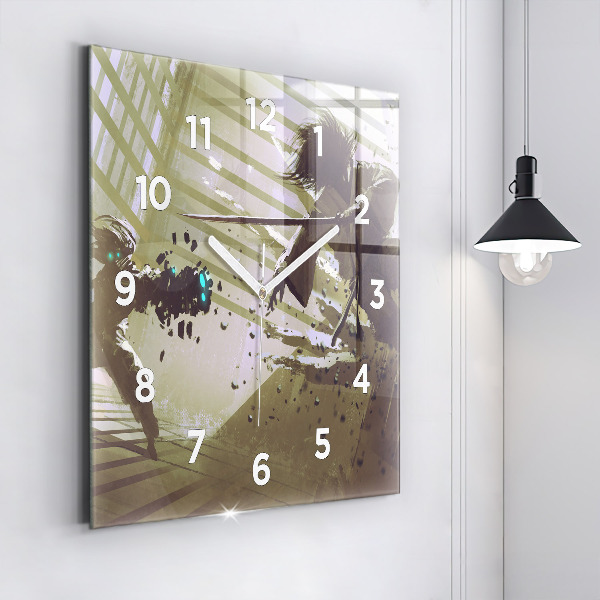 Orologio quadrato Combattimento tra robot e samurai