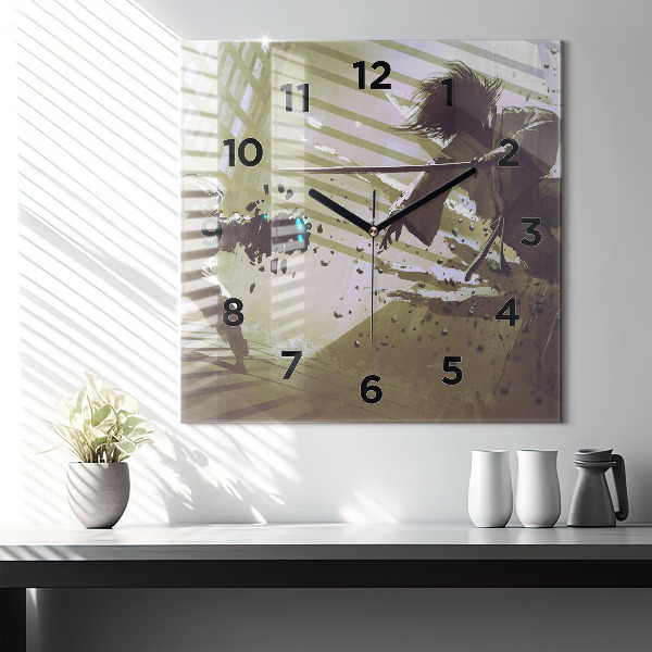 Orologio quadrato Combattimento tra robot e samurai