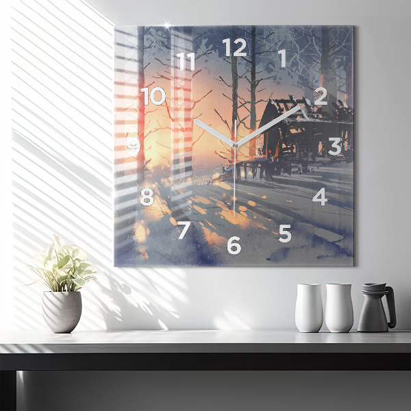 Orologio quadrato Paesaggio invernale con alberi