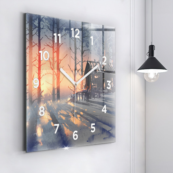 Orologio quadrato Paesaggio invernale con alberi