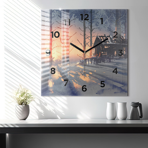 Orologio quadrato Paesaggio invernale con alberi