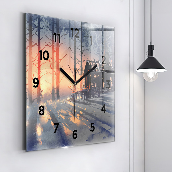 Orologio quadrato Paesaggio invernale con alberi